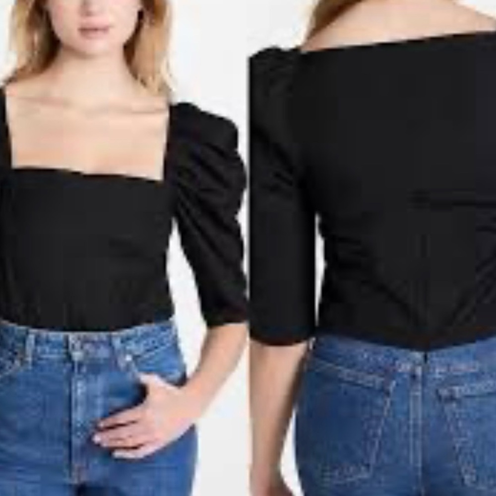 Vince Black Square Neck Blouse